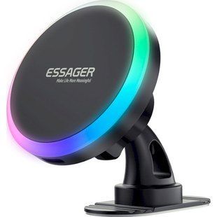 Автомобільний тримач ESSAGER Neon magnetic wireless charger car bracket beak hook + paste (EZJCX-NH01-Z) 317277 фото