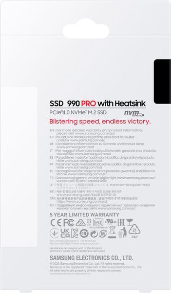 Накопичувач SSD Samsung M.2 1TB PCIe 4.0 990PRO + радіатор (MZ-V9P1T0GW) 369565 фото