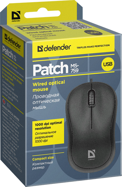 Миша DEFENDER (52759)Patch MS-759 чорний 306350 фото