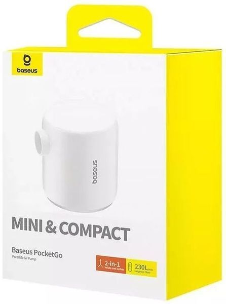 Автомобільний насос Baseus PocketGo Portable Air Pump (C11157700221-00) White 282403 фото