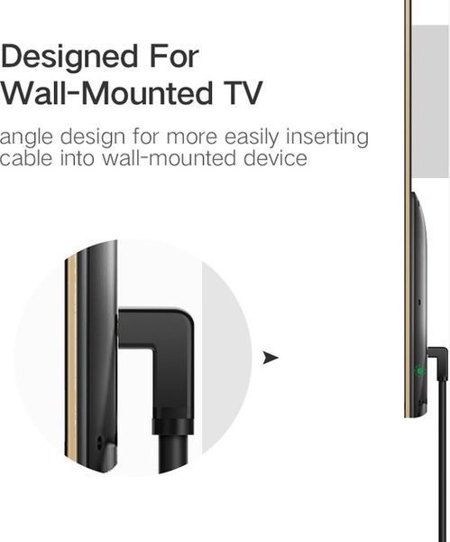 Кабель UGREEN HD103 HDMI Cable Right Angle 90 Degree 1m (10172) Black 314354 фото