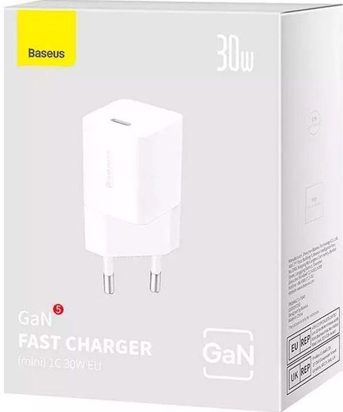 Зарядний Пристрій Baseus GaN5 Fast Charger 1C 30W CCGN070502 White 272536 фото