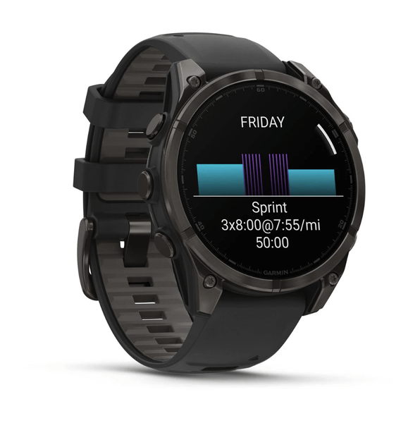 Смарт-годинник Garmin Fenix 8 47mm AMOLED Sapphire Carbon Gray DLC Titanium w. Black/Pebble Gray S. Band (010-02904-20,010-02904-21) 323571 фото