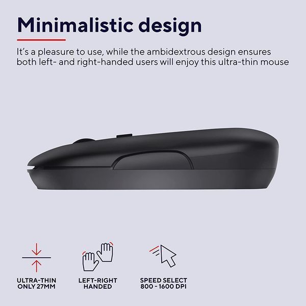 Миша Trust Puck Rechargeable, Ultra-Thin, BT/WL, Silent, чорний (24059_TRUST) 363713 фото