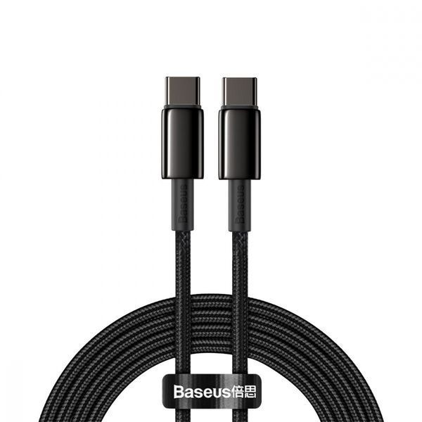 Кабель Baseus Tungsten Gold Type-C to Type-C 100W (CATWJ-A01) Black 2m 245856 фото