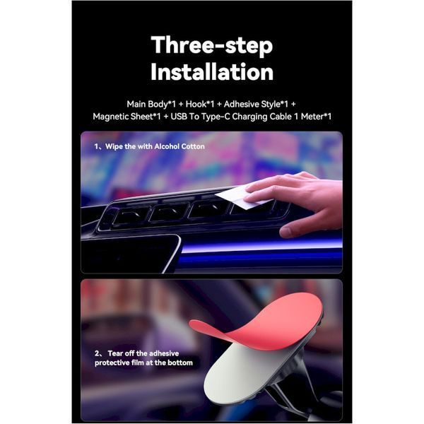 Автомобільний тримач ESSAGER Neon magnetic wireless charger car bracket beak hook + paste (EZJCX-NH01-Z) 317277 фото