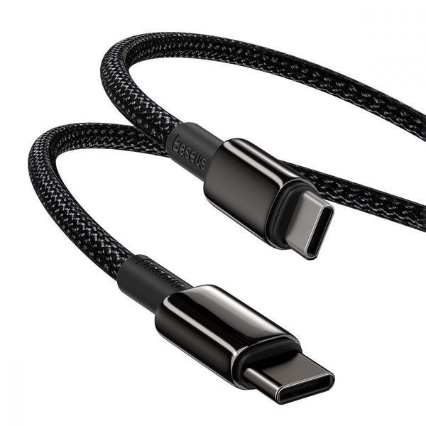Кабель Baseus Tungsten Gold Type-C to Type-C 100W (CATWJ-A01) Black 2m 245856 фото