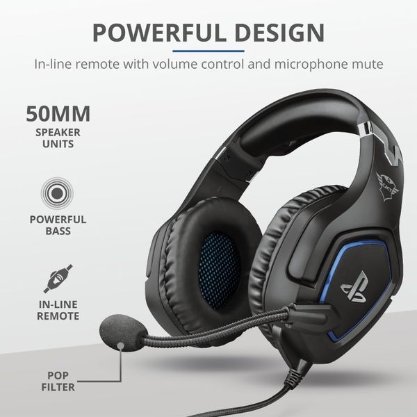 Гарнітура ігрова Trust GXT 488 Forze-G for PS4, 3.5мм, чорний 363957 фото