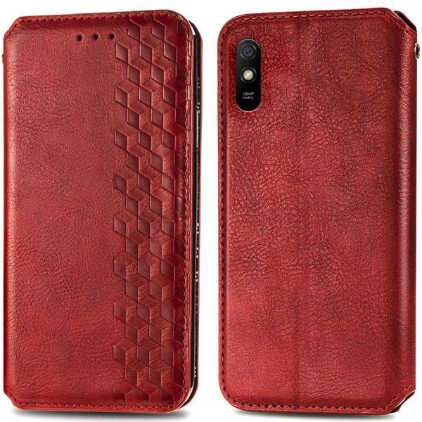 Шкіряний чохол книжка GETMAN Cubic (PU) для Xiaomi Redmi 9A Червоний 207833 фото