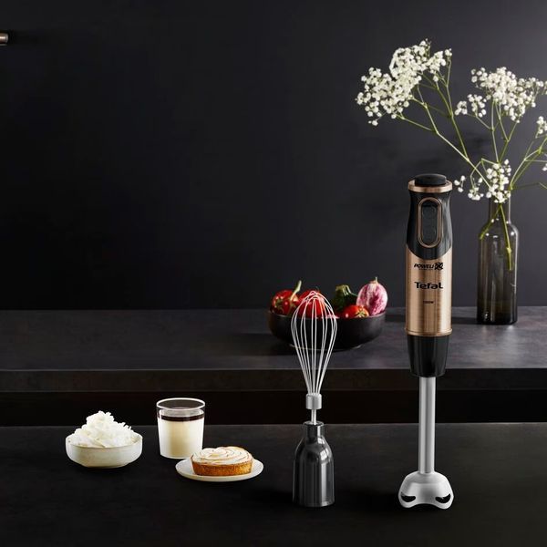 Блендер Tefal заглибний Quickchef 1000Вт, 3в1, чаша-800мл, чопер-500мл, турборежим, чорно-бронзовий (HB656G10) 370386 фото