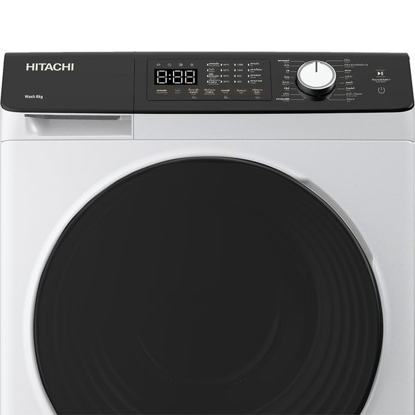 Пральна машина Hitachi фронтальна, 8кг, 1400, A+++, 60см, дисплей, пара, інвертор, люк чорний, білий 398298 фото