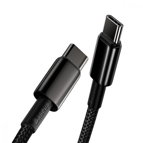 Кабель Baseus Tungsten Gold Type-C to Type-C 100W (CATWJ-A01) Black 2m 245856 фото