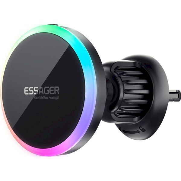 Автомобільний тримач ESSAGER Neon magnetic wireless charger car bracket beak hook + paste (EZJCX-NH01-Z) 317277 фото