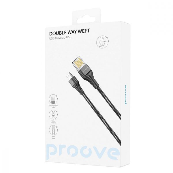 Кабель Proove Double Way Weft Micro USB 2.4A (1m) (CCDW20001301) Black 287134 фото