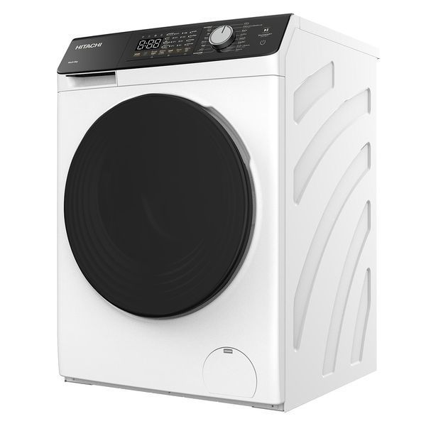 Пральна машина Hitachi фронтальна, 8кг, 1400, A+++, 60см, дисплей, пара, інвертор, люк чорний, білий 398298 фото