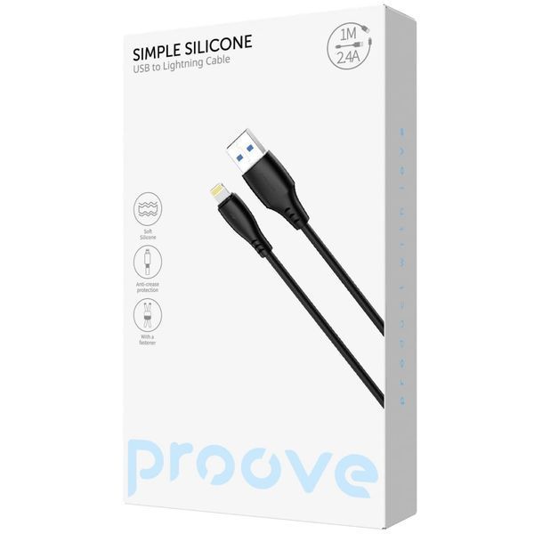 Кабель Proove Simple Silicone USB to Lightning 2.4A (1m) white (CCSS12001102) 388094 фото