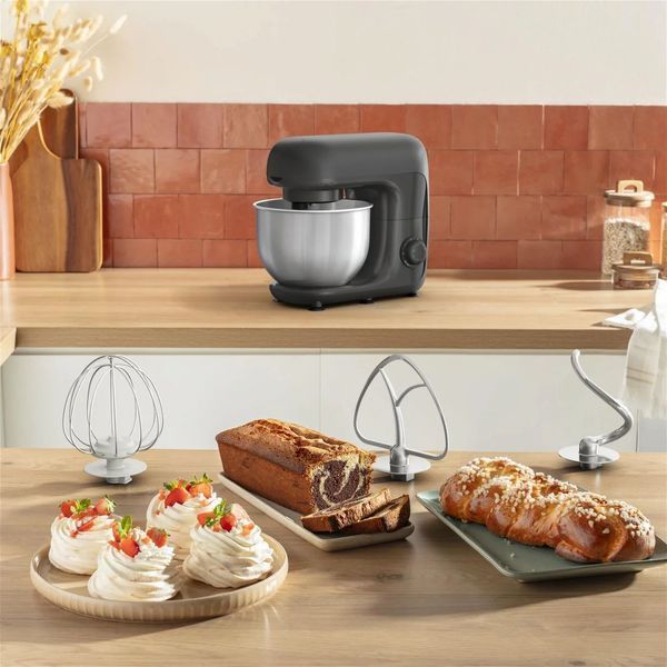 Кухонна машина Tefal Bake Essential 800Вт, чаша-метал, корпус-метал/пластик, насадок-4, чорний (QB161H38) 371977 фото