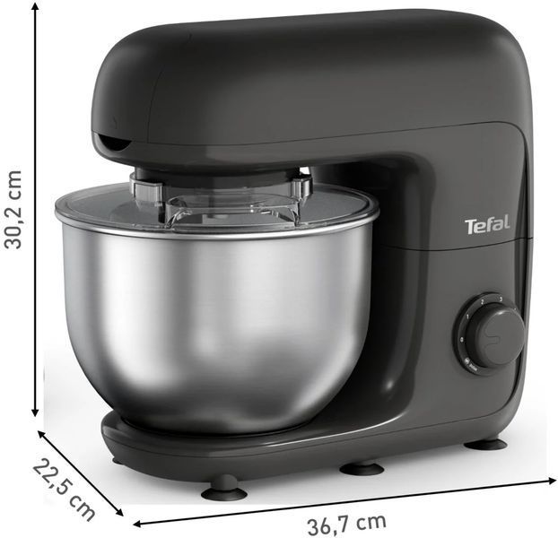 Кухонна машина Tefal Bake Essential 800Вт, чаша-метал, корпус-метал/пластик, насадок-4, чорний (QB161H38) 371977 фото