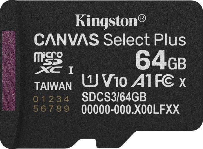 Карта пам'яті Kingston MicroSDXC 64GB Canvas Select Plus Gen3 100MB/s A1 (SDCS3/64GBSP) 388822 фото