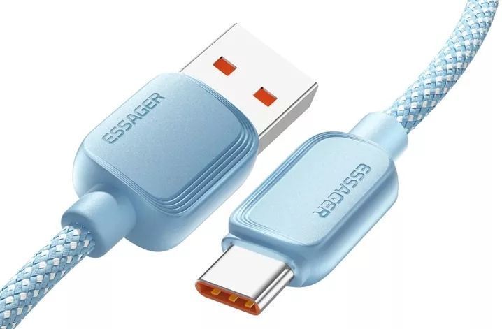 Кабель ESSAGER Breeze USB Cable USB-A to Type C 2M 100W (EXC7A-WLA03-P) Blue 314585 фото