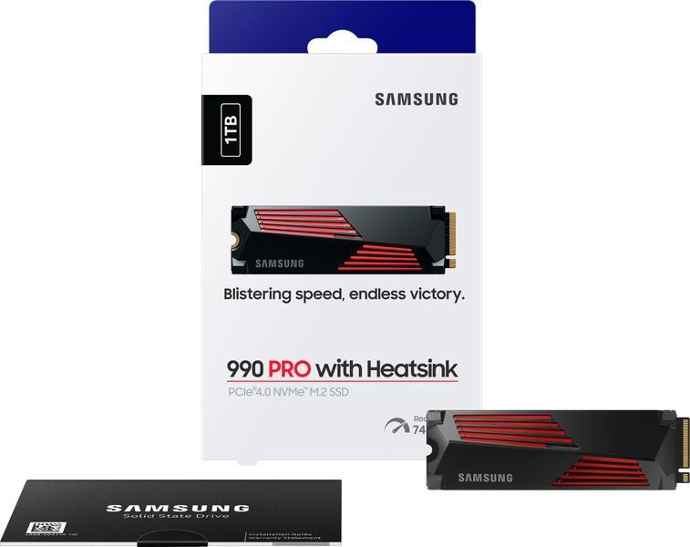 Накопичувач SSD Samsung M.2 1TB PCIe 4.0 990PRO + радіатор (MZ-V9P1T0GW) 369565 фото
