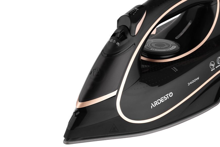 Праска Ardesto IR-B2235, 2400Вт, 450мл, паровий удар-120гр, керам. підошва, чорно-золотий 374525 фото
