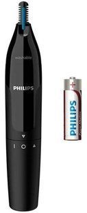 Тример Philips Series 1000, для носа та вух, 1хАА, сталь, чорний (NT1650/16) 370366 фото