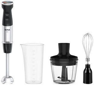 Блендер Tefal заглибний Quickchef+ 1000Вт, 3в1, чаша-800мл, чопер-500мл, турборежим, сріблясто-чорний (HB673830) 370387 фото