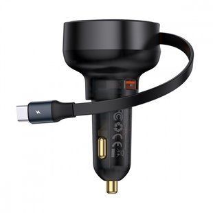 АЗП Baseus Enjoyment Pro U + Retractable Cable Type-C 60W (C00057800111-00) Black 327285 фото