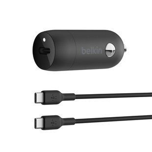 Зарядний пристрій автомобільний Belkin 30Вт USB-C PD PPS, кабель USB-C > USB-C, 1м, чорний (CCA004BT1MBK-B6) 373048 фото