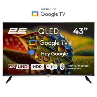 Телевізор 43" 2E QLED 4K 60Hz Smart Google TV Black (2E-43A77Q) 363302 фото