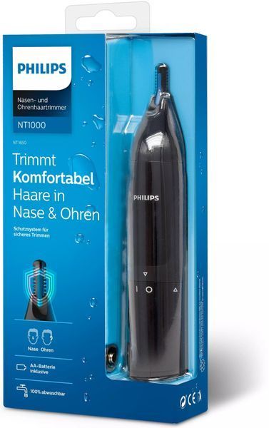 Тример Philips Series 1000, для носа та вух, 1хАА, сталь, чорний (NT1650/16) 370366 фото