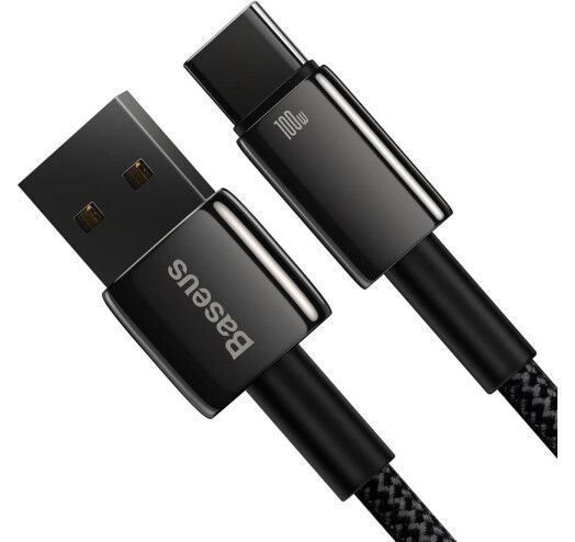 Кабель Baseus Tungsten Gold Fast Charging Data Type-C 100W (1m) (CAWJ000001) Black 271366 фото