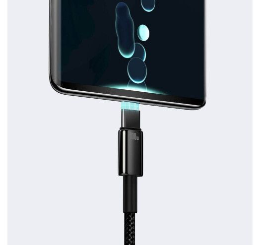 Кабель Baseus Tungsten Gold Fast Charging Data Type-C 100W (1m) (CAWJ000001) Black 271366 фото