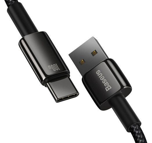 Кабель Baseus Tungsten Gold Fast Charging Data Type-C 100W (1m) (CAWJ000001) Black 271366 фото
