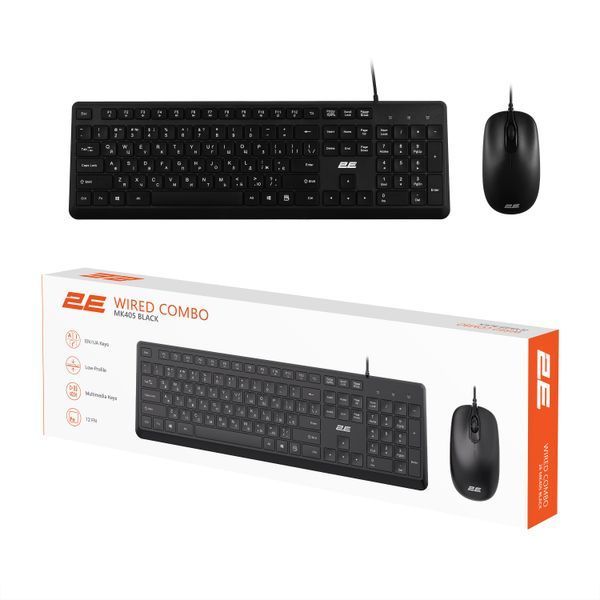 Комплект клавіатура та миша 2E MK405 USB-A, EN/UK, чорний (2E-MK405UBK_UA) 362763 фото