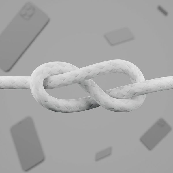 Кабель USB-A > Lightning заряджання/синхронізації Belkin 1м, плетений, силіконовий, з ремінцем на магніті, білий (CAA010BT1MWH) 366623 фото
