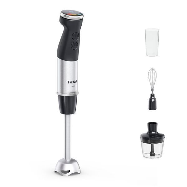 Блендер Tefal заглибний Quickchef+ 1000Вт, 3в1, чаша-800мл, чопер-500мл, турборежим, сріблясто-чорний (HB673830) 370387 фото