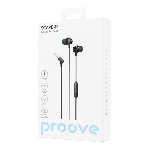 Дротові навушники Proove Scape J2 3.5mm (WESJ20000801) Black 287051 фото