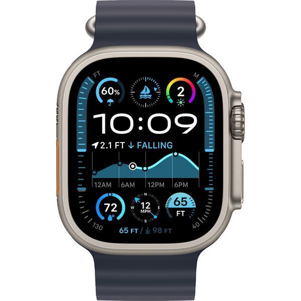 Ремінець Apple Watch Ocean Band Navy - Natural Titanium Finish 44/45/46/49mm (MXTH3) 326363 фото