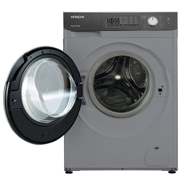 Прально-сушильна машина Hitachi фронтальна, 8(5)кг, 1400, A, 60см, дисплей, пара, інвертор, cріблястий 398303 фото