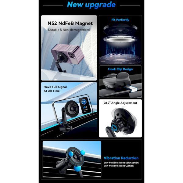 Автомобільний тримач ESSAGER Berlin magnetic car mount outlet model (EZJCFK-BL01-Z) 317286 фото