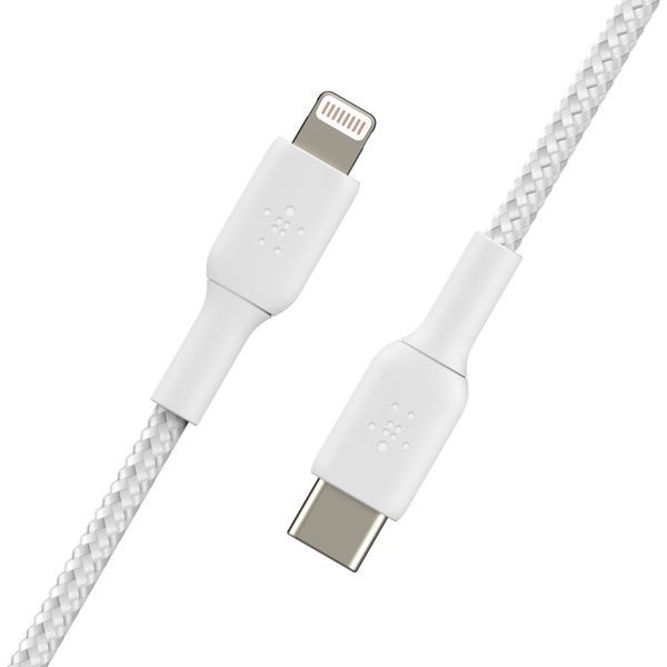 Кабель USB-C > Lightning заряджання/синхронізації Belkin 1м, 30Вт, Type-C, плетений, білий (CAA004BT1MWH) 369455 фото