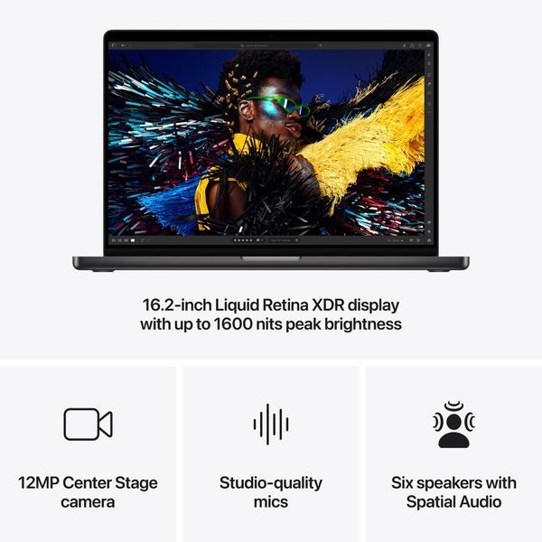 Ноутбук Apple MacBook Pro 16 16CPU/40GPU/48GB/2TB Space Black Z1FT000D1 2024 (M4 Max) 349756 фото