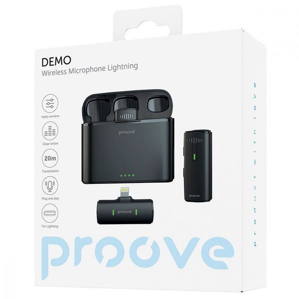 Бездротовий петличний мікрофон Proove Demo Lightning (PMDM00010102) Black 286763 фото