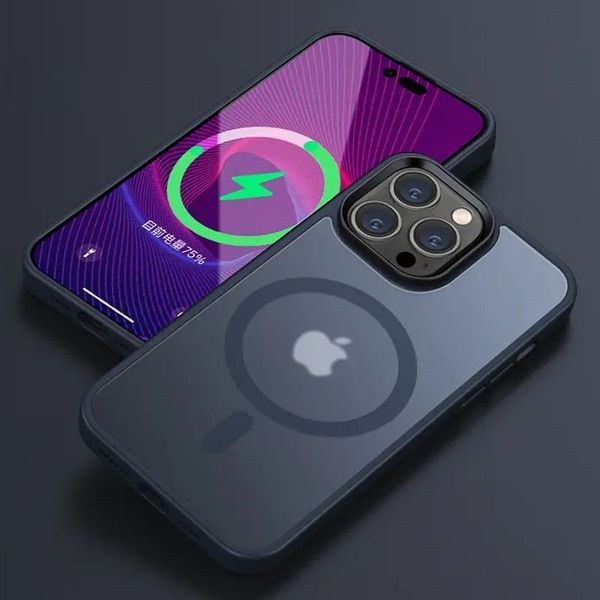 TPU+PC чохол Metal Buttons with MagSafe Colorful для Apple iPhone 15 Pro Max (6.7") Синій 275256 фото