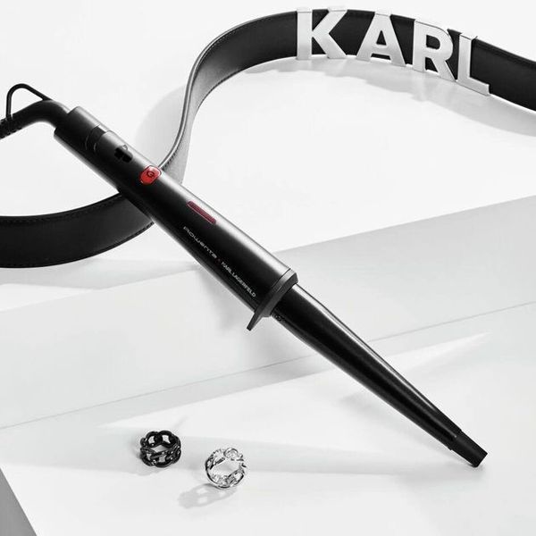 Плойка Rowenta x Karl Lagerfeld Conical Curler, конусна, 40Вт, 120-200С, турмалін, чорний (CF324LF0) 369013 фото