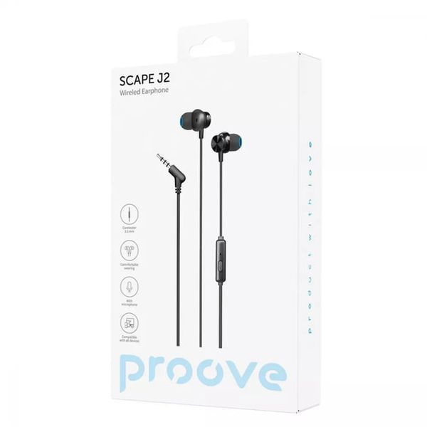 Дротові навушники Proove Scape J2 3.5mm (WESJ20000801) Black 287051 фото