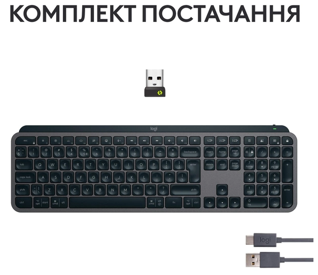 Клавіатура LOGITECH MX Keys S, Wireless, Ukr, Graphite (L920-011593) 307026 фото