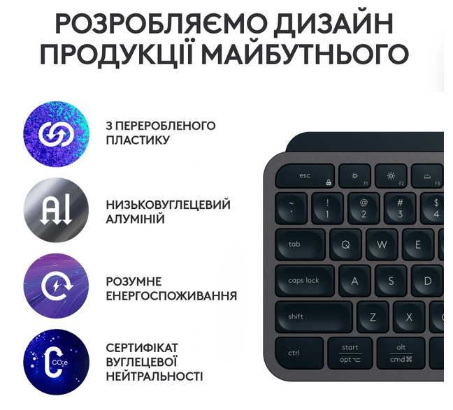 Клавіатура LOGITECH MX Keys S, Wireless, Ukr, Graphite (L920-011593) 307026 фото
